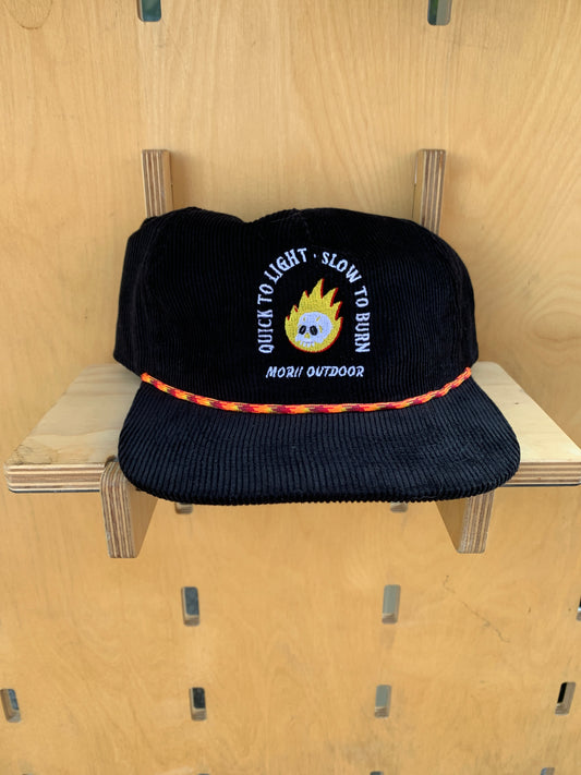 BLACK 'COFFEE CAMPFIRE STARTER' CORDUROY ROPE HAT