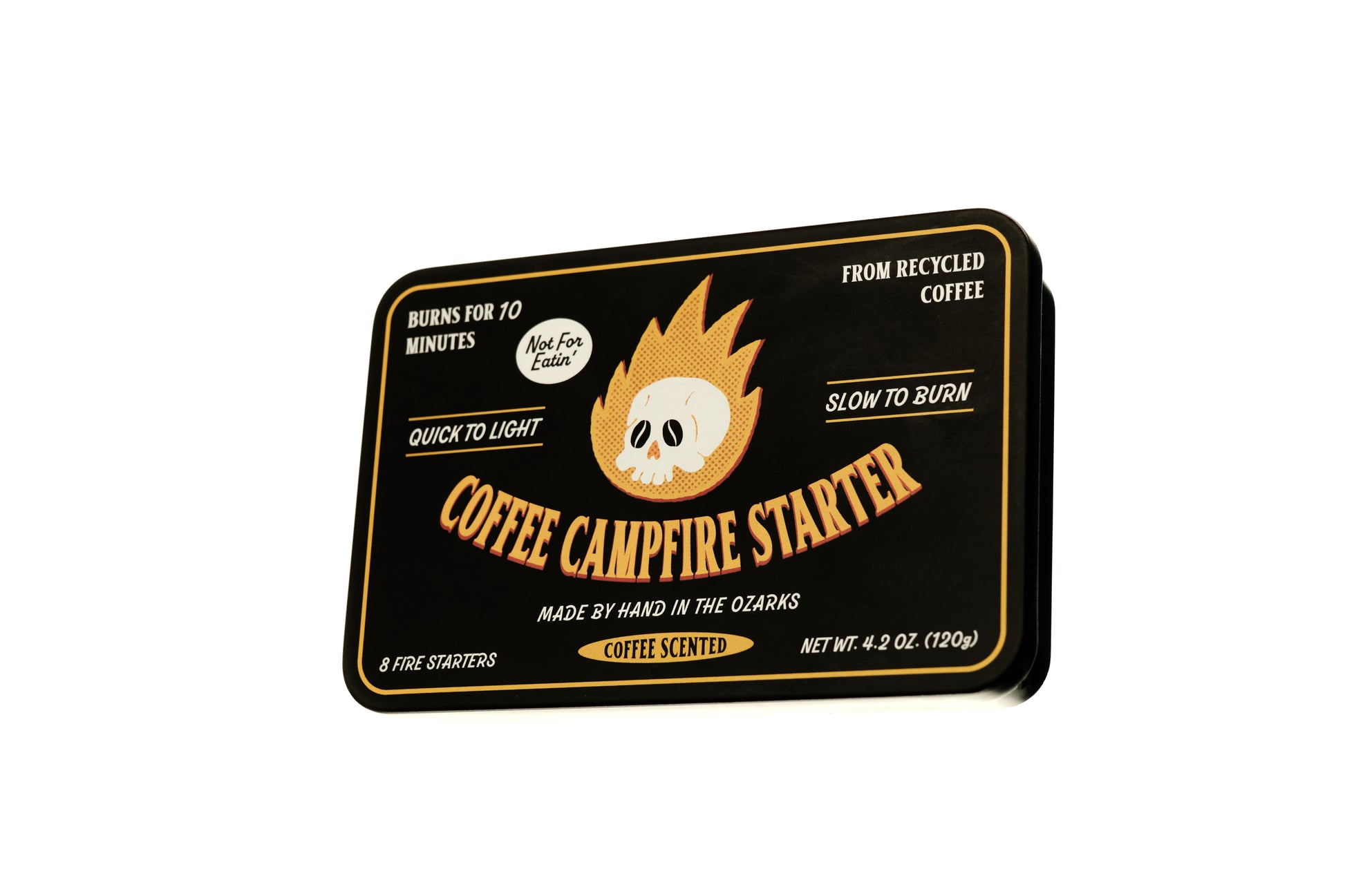 Coffee Campfire Starter is an all-natural, eco-friendly, waterproof, and portable fire starter made from recycled coffee. Best fire starter for backpacking, camping, fireplaces, fire pits, and outdoor grills. No plastic, paraffin, kerosene or any synthetic blends. Made from only 2 natural ingredients 